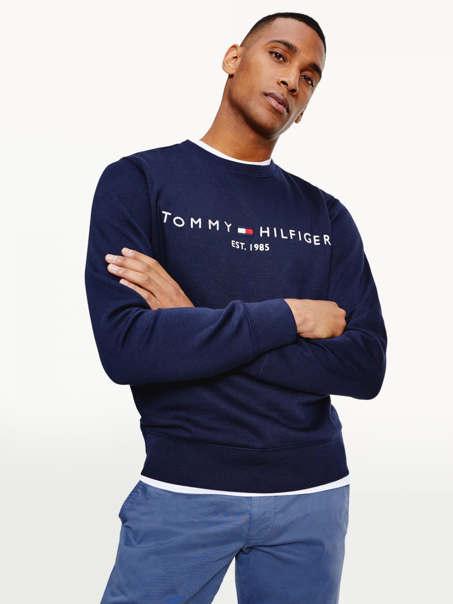 TOMMY HILFIGER NAVY LOGO SWEAT | Morans Menswear and Clothing, Thurles ...