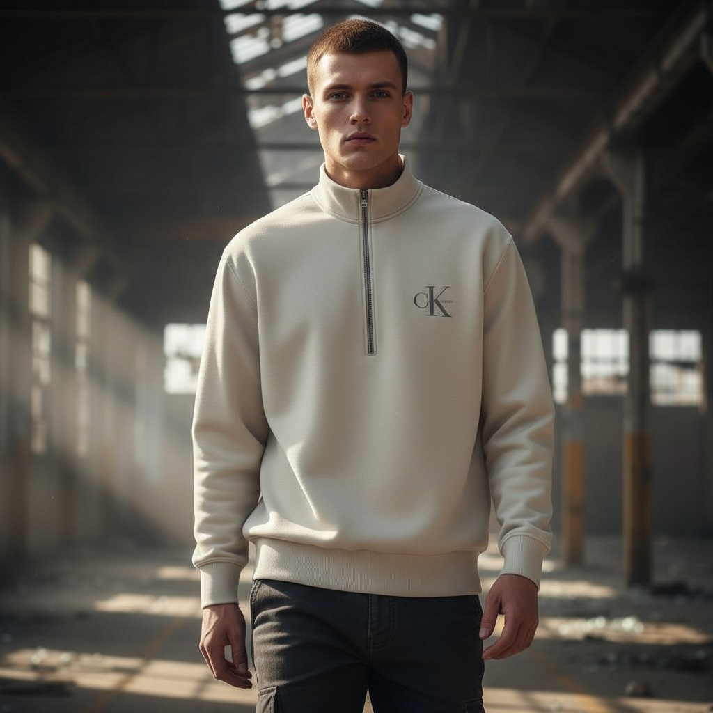 CALVIN KLEIN 350 TERRY MICRO M 1/2 ZIP SWEAT