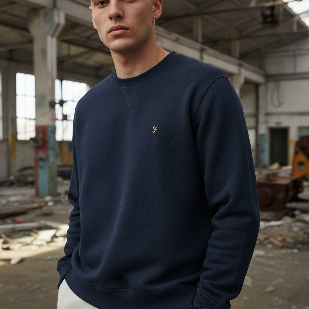 FARAH TIM NEW CREW NAVY SWEAT
