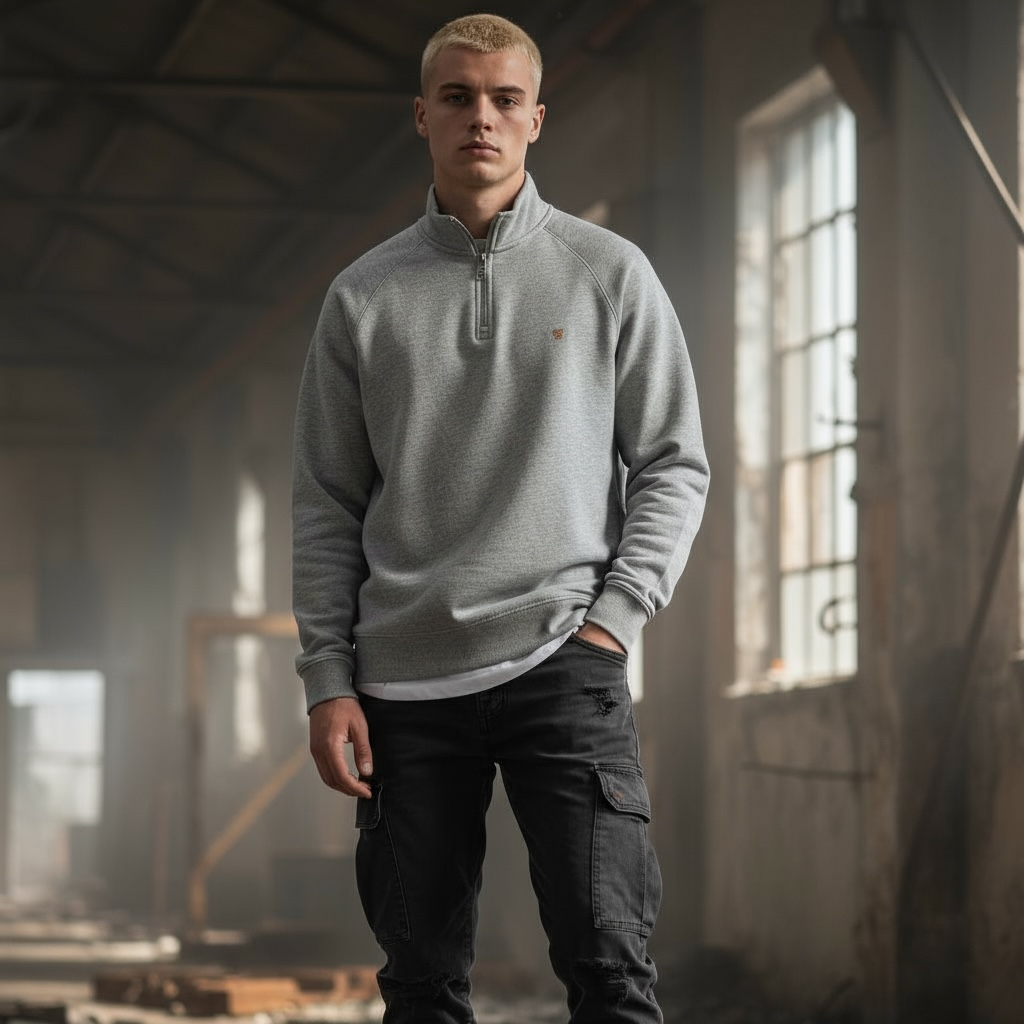FARAH JIM 1/4 ZIP GREY SWEAT