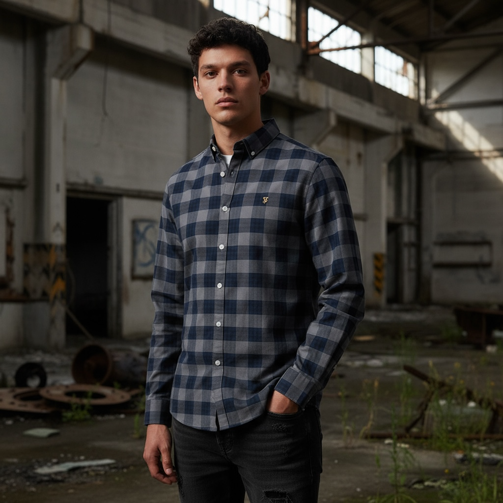 FARAH BREWER ORGANIC CHECK SHIRT