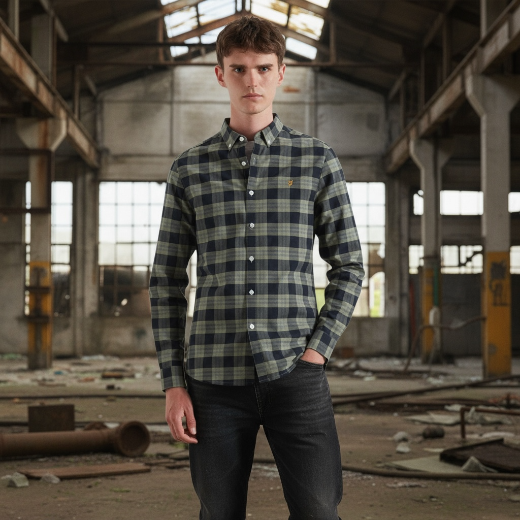 FARAH BREWER ORGANIC CHECK SHIRT