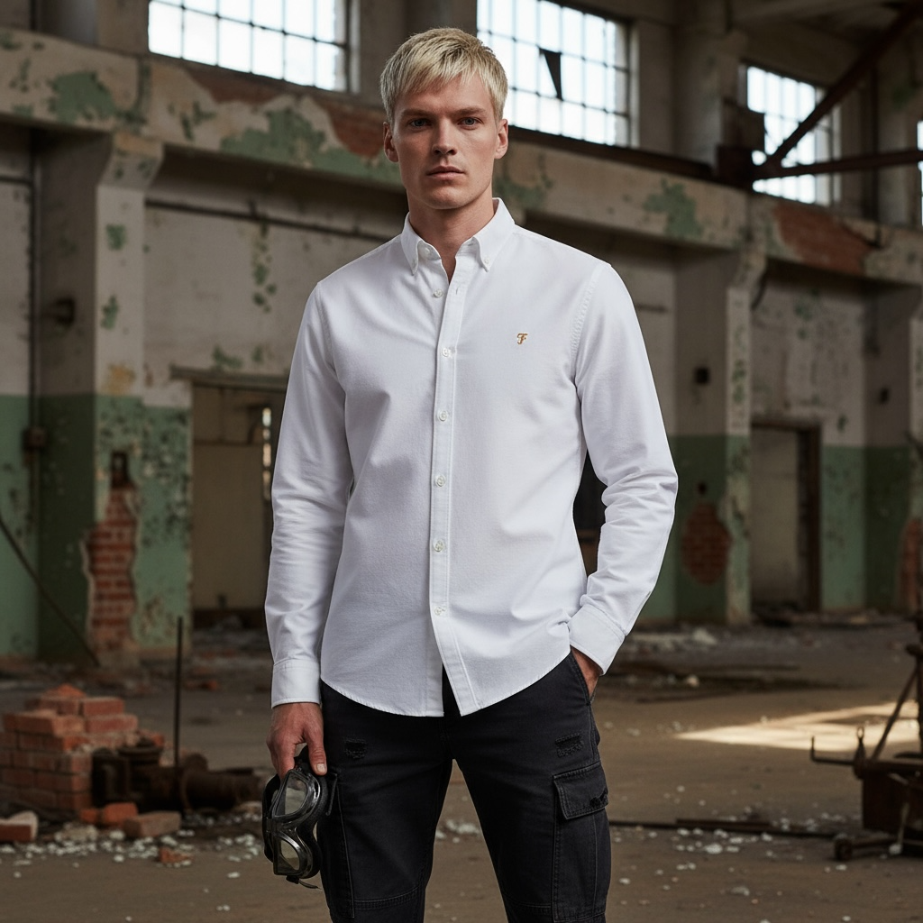 FARAH BREWER LS BD WHITE SHIRT