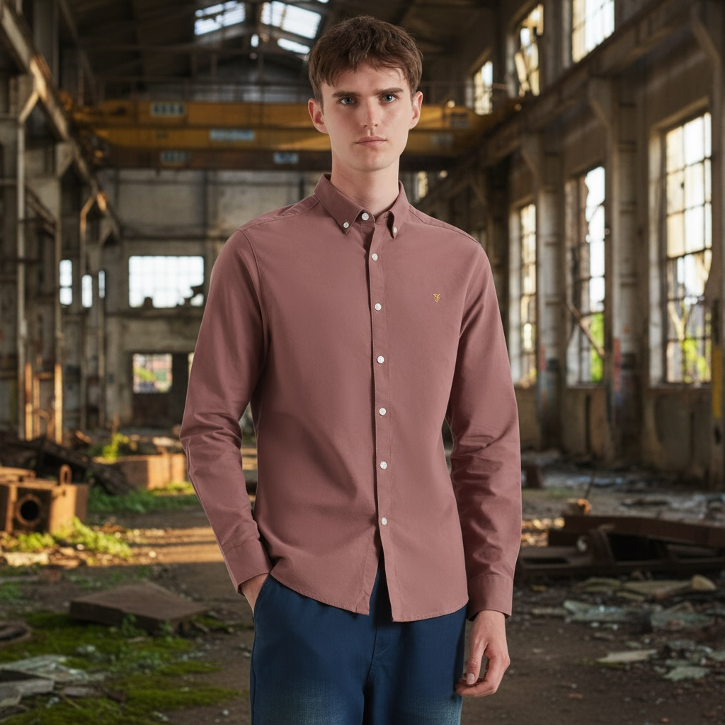 FARAH BREWER MAUVE SHIRT