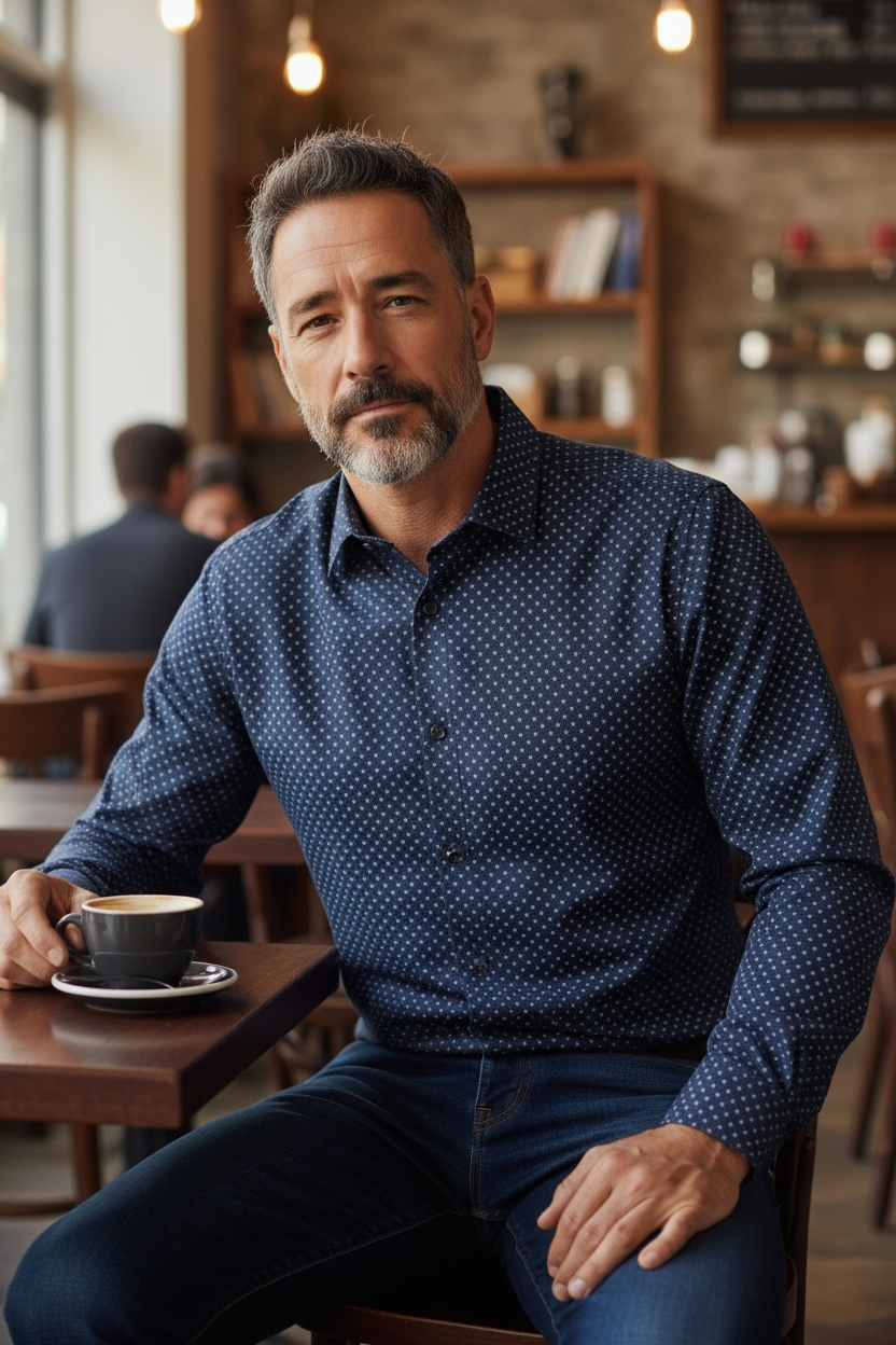 BUGATTI NAVY PRINT SHIRT