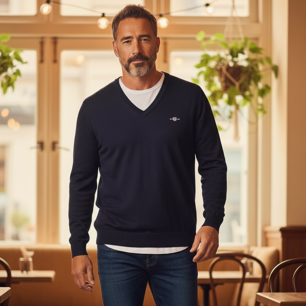 GANT COTTON  V NECK SWEATER