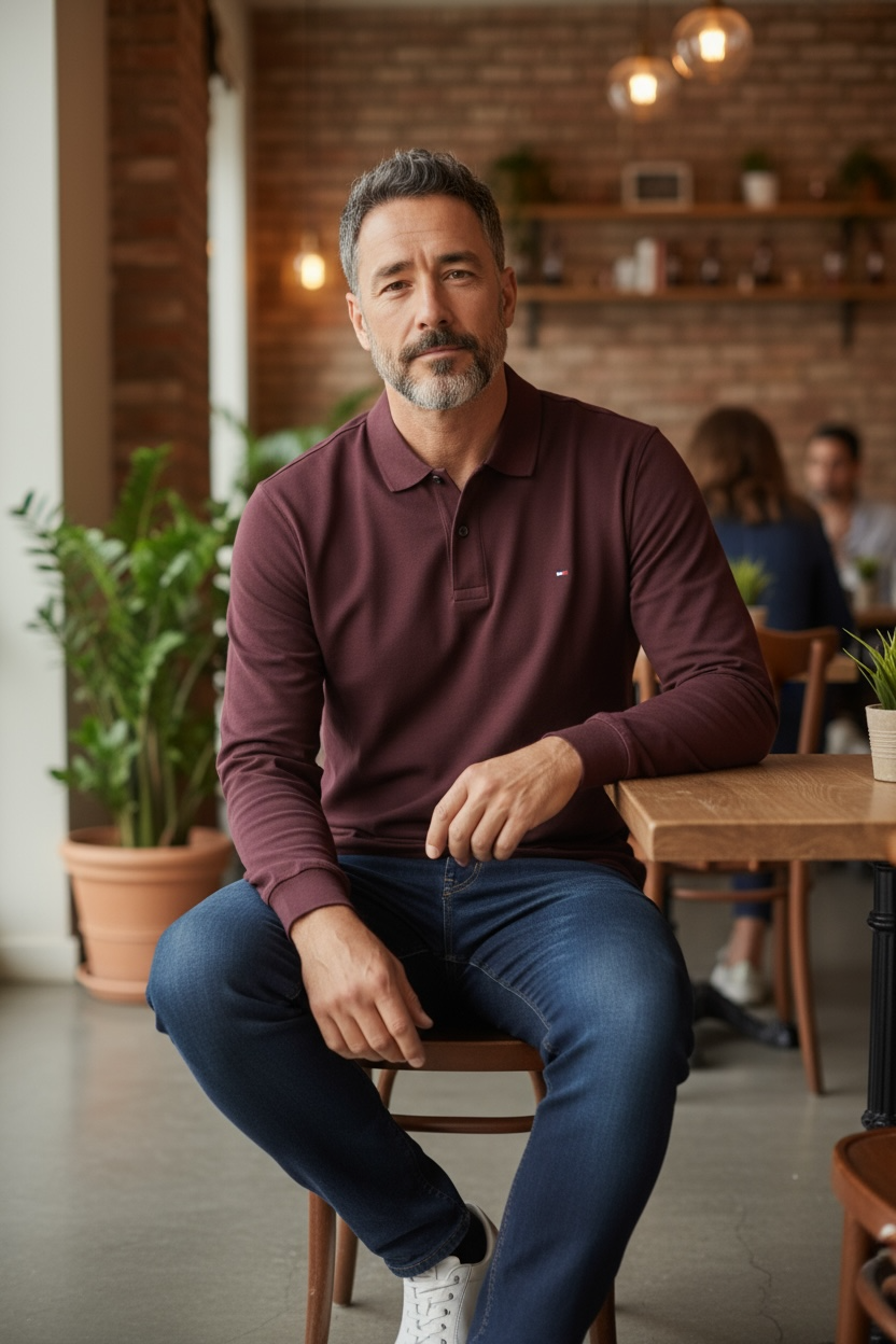 TOMMY HILFIGER LONG SLEEVE  LIQUID COTTON POLO