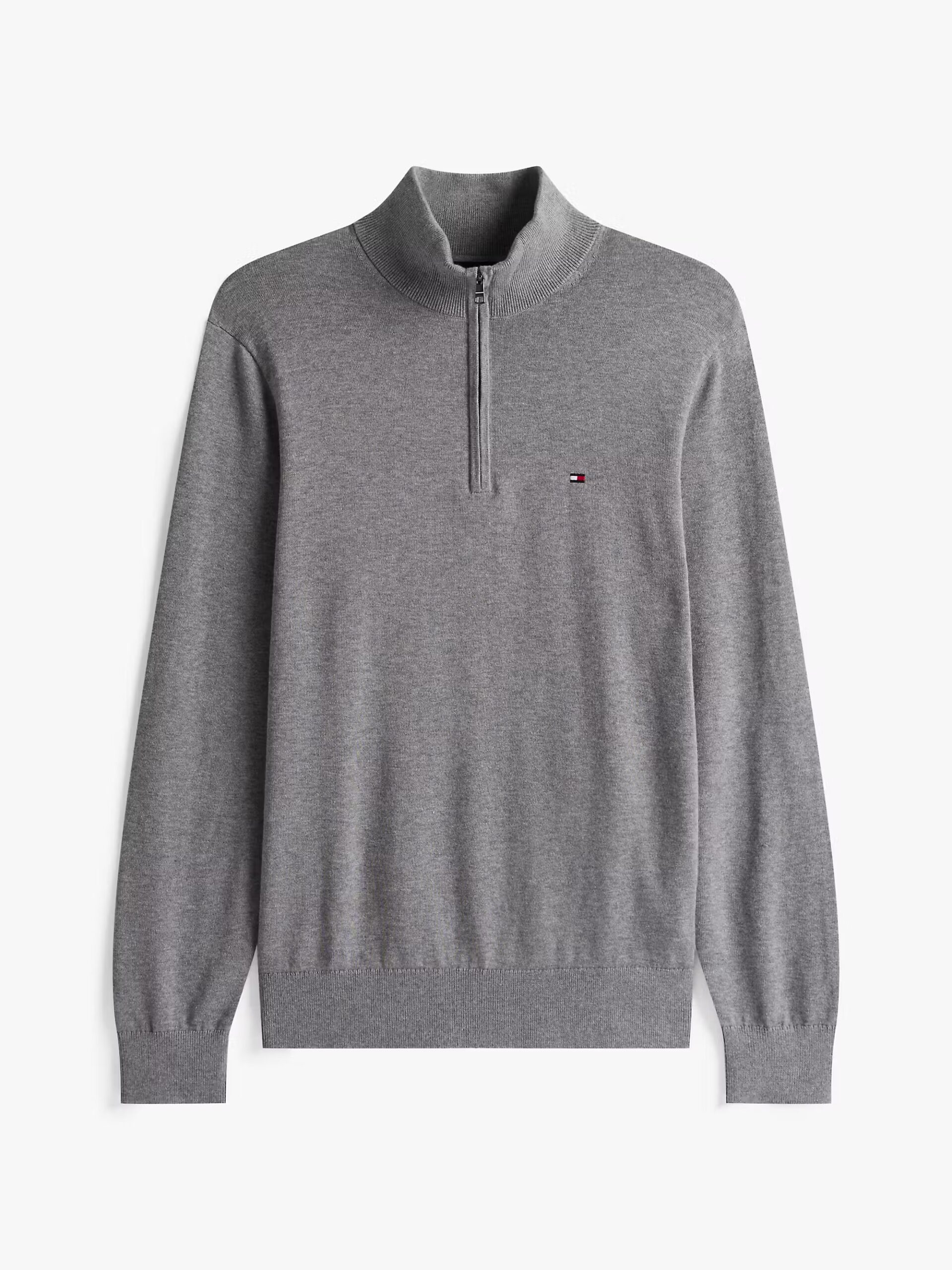 TOMMY HILFIGER ESS COTTON  ZIP MOCK SWEATER