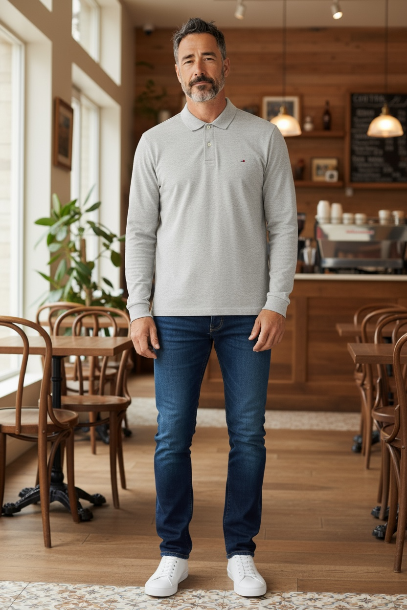 TOMMY HIILFIGER LS LIQUID COTTON POLO