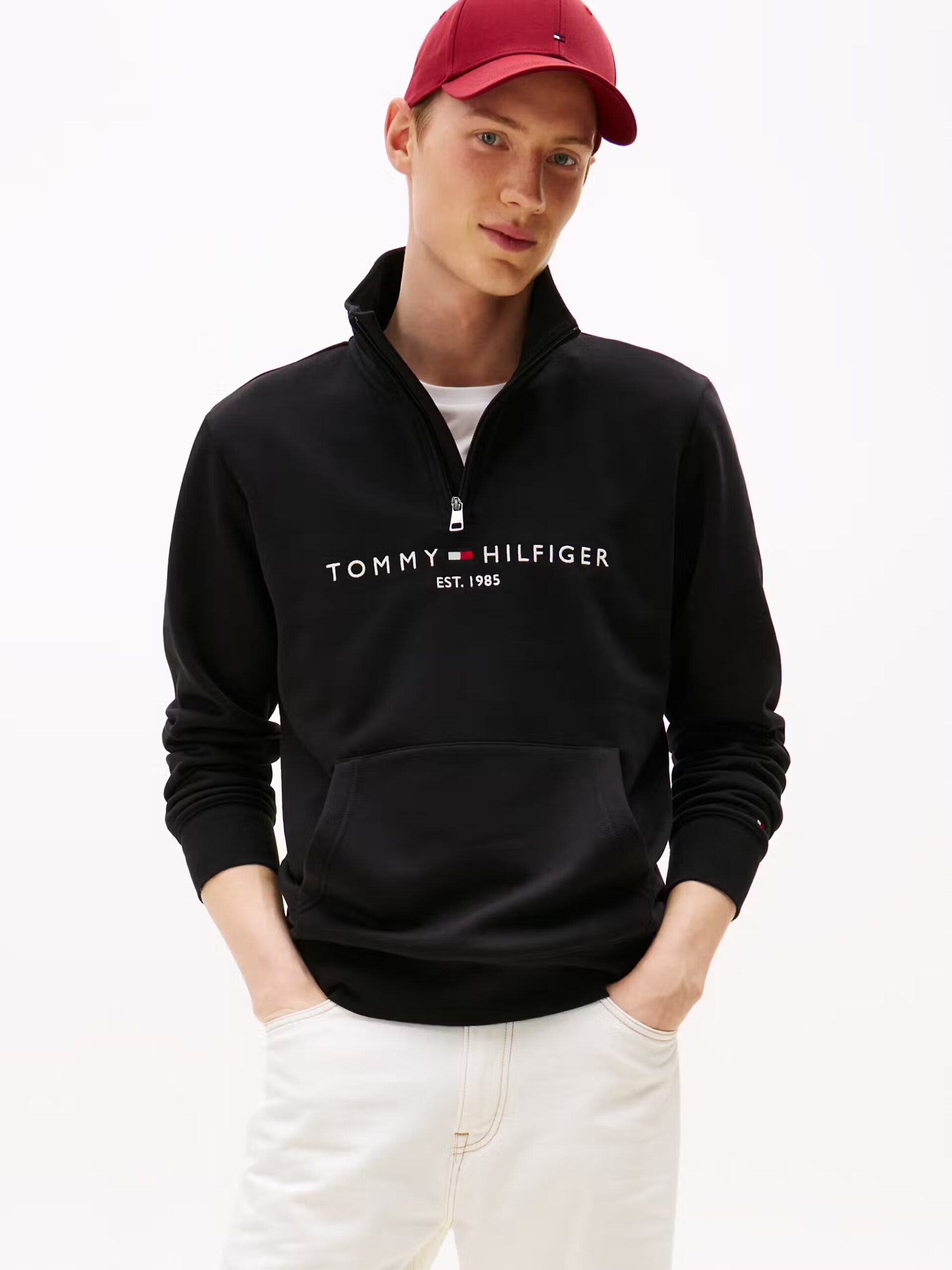 TOMMY HILFIGER LOGO MOCKNECK ZIP SWEAT