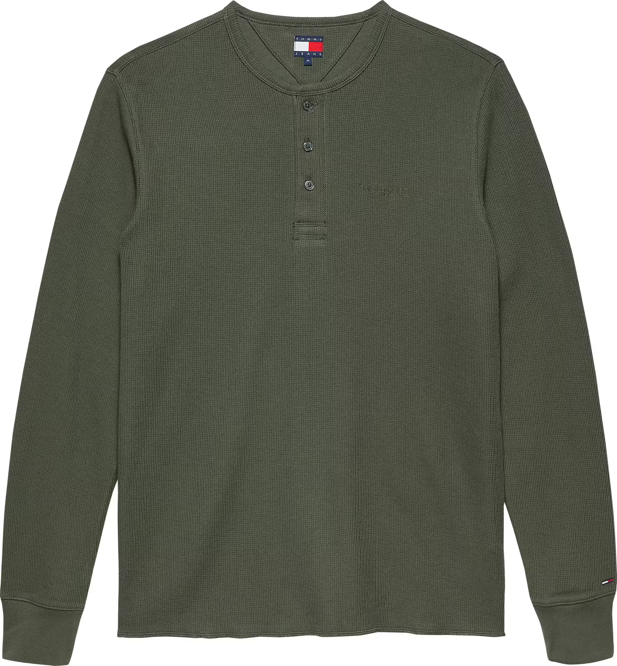 TOMMY JEANS SLIM WAFFLE SCRIPT BUTTON SWEAT