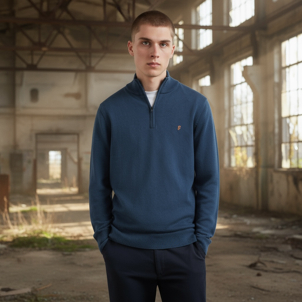 FARAH REDCHURCH MERINO WOOL ZIP SWEATER