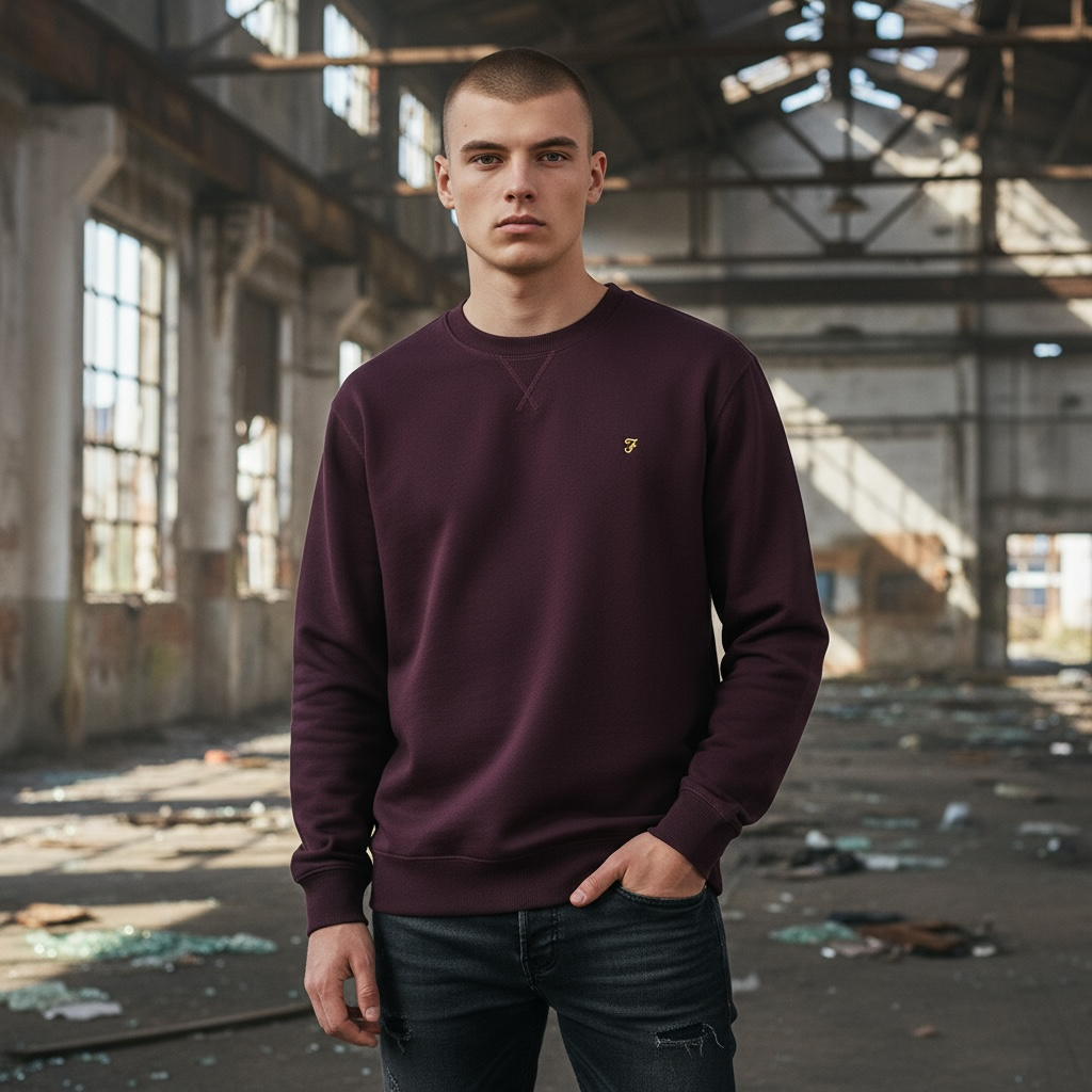 FARAH TIM NEW CREW BORDEAUX SWEAT