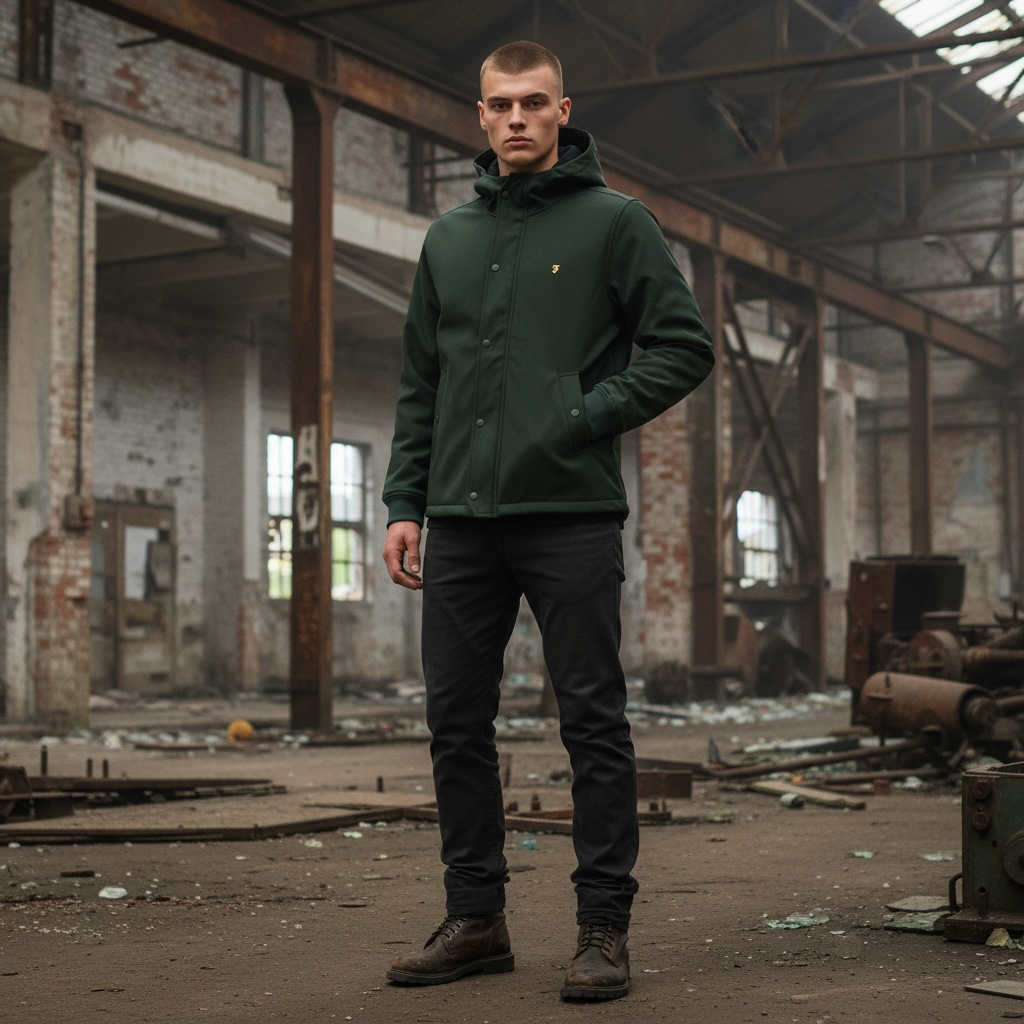 FARAH BRYDON SOFTSHELL GREEN HOODED JACKET