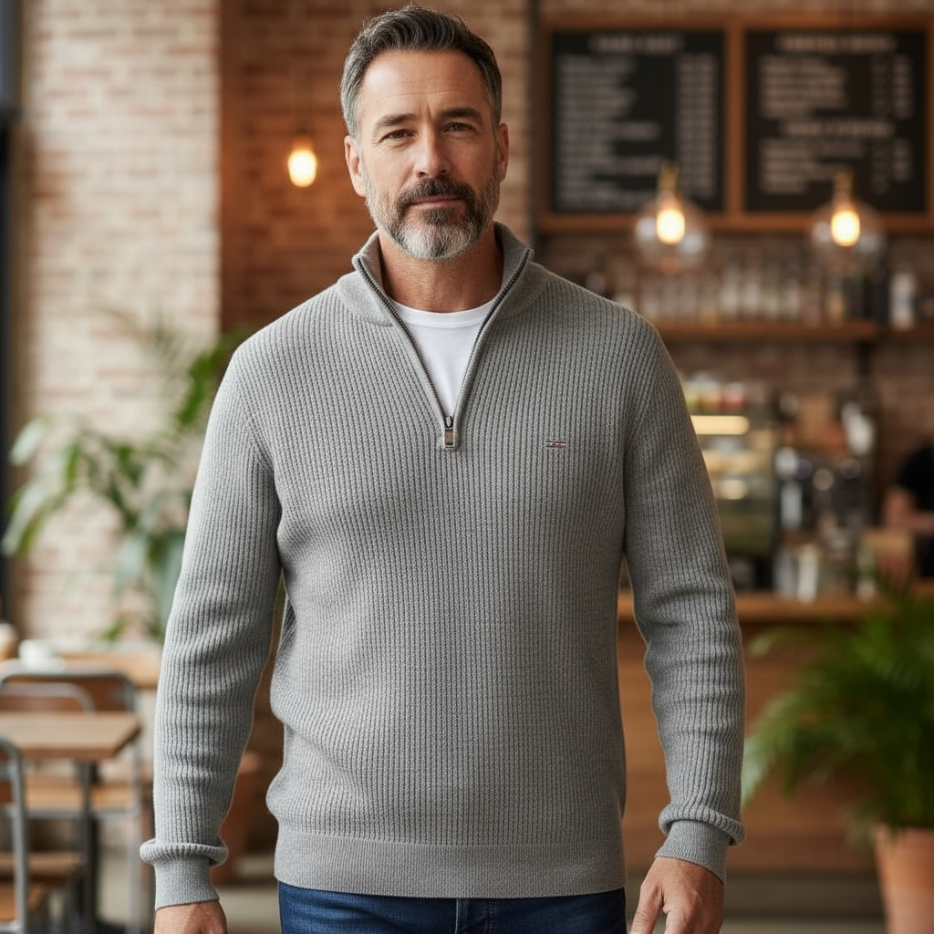 GANT TEXURE HERRINGBONE 1/2 ZIP SWEATER