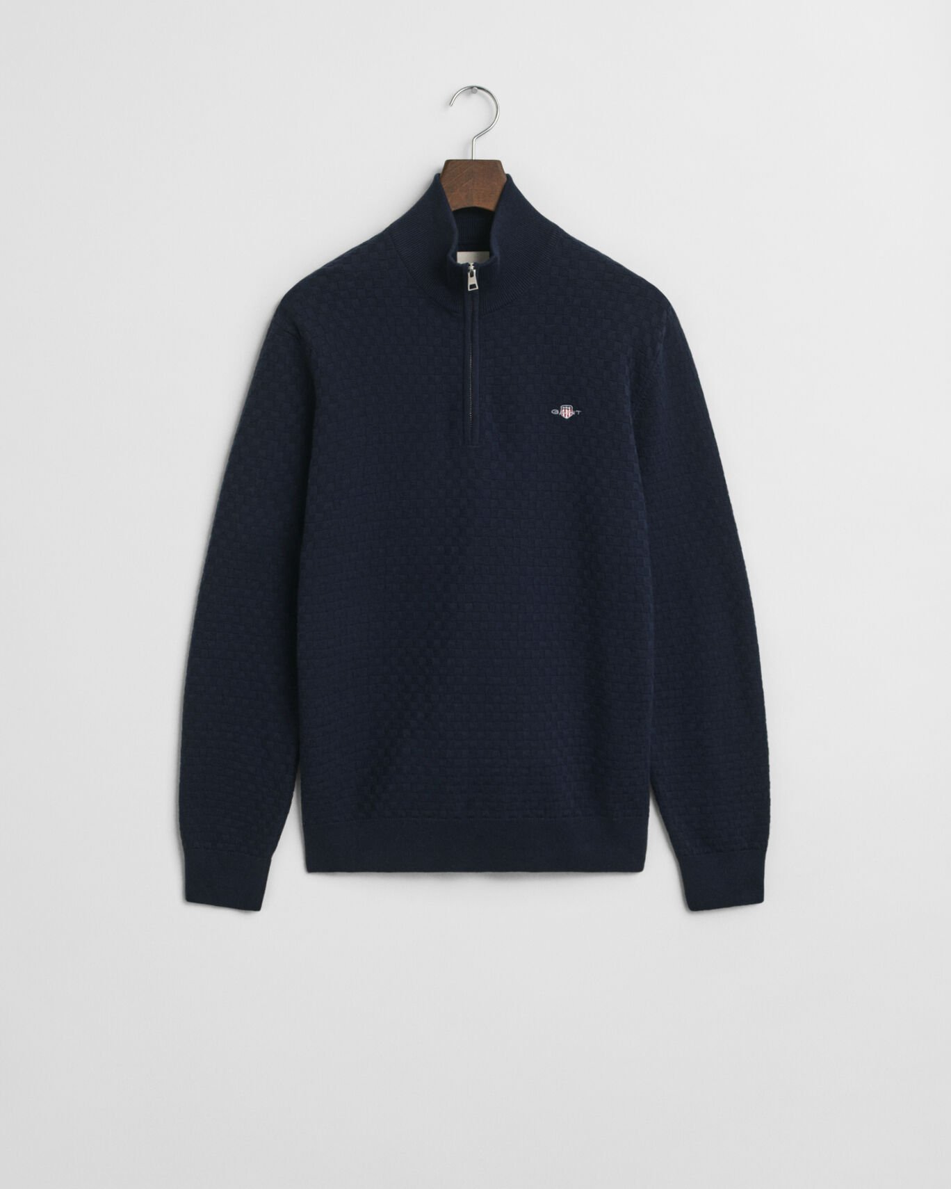 GANT TEXTURE HERRINGBONE 1/2 ZIP SWEATER