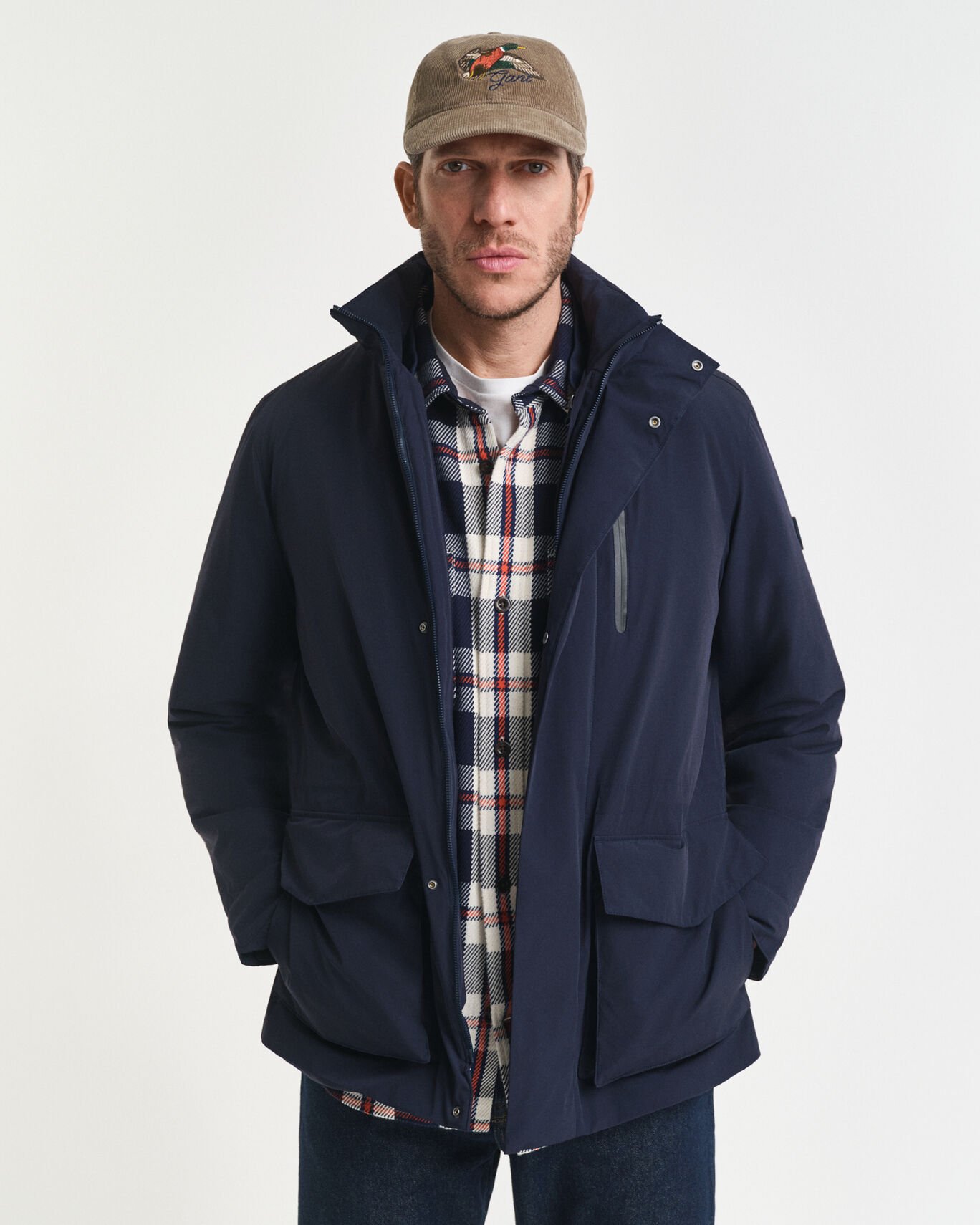 GANT DOUBLE MID LENGTH NAVY JACKET