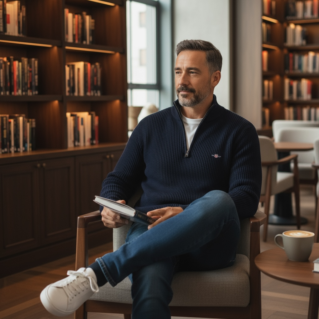 GANT COTTON MERINO RIBBED 1/2 SWEATER