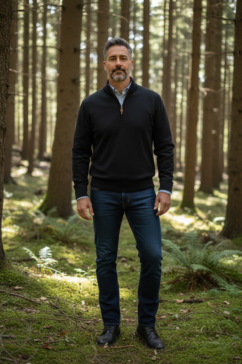 RIALTO BLACK 1/4 ZIP KNIT