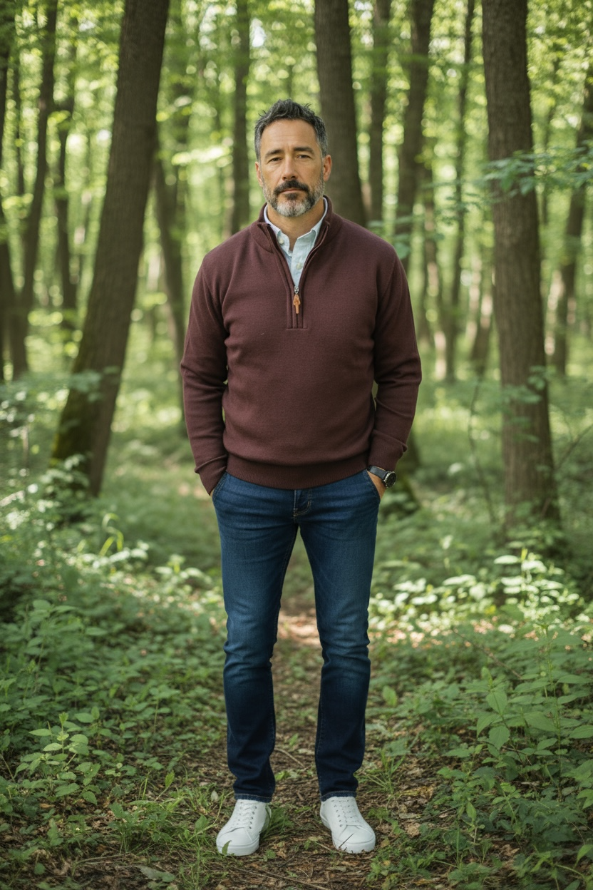RIALTO MAROON 1/4 ZIP KNIT