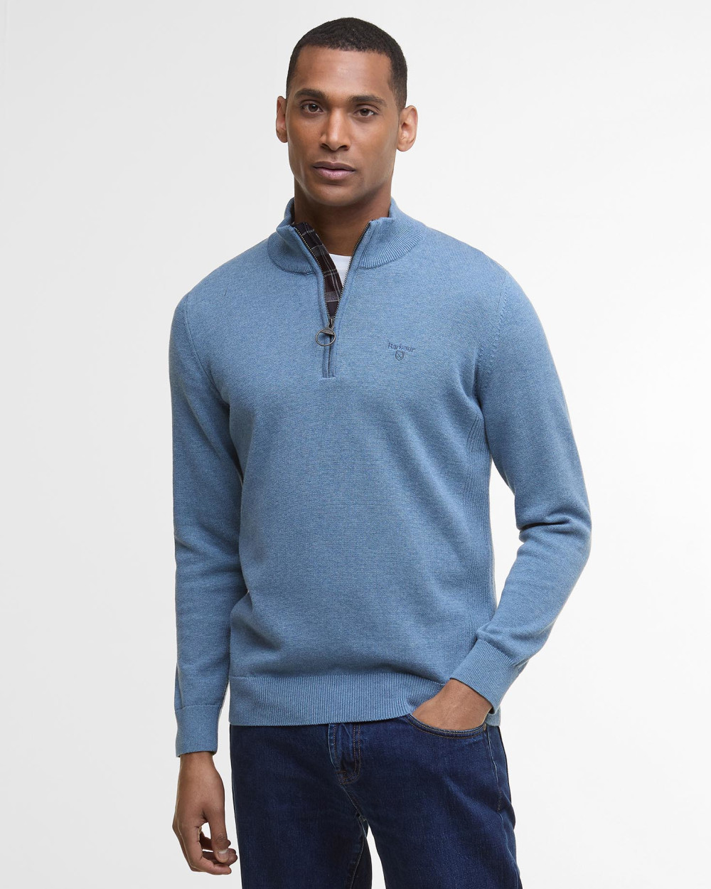 BARBOUR COTTON 1/2 ZIP KNITTED SWEATER