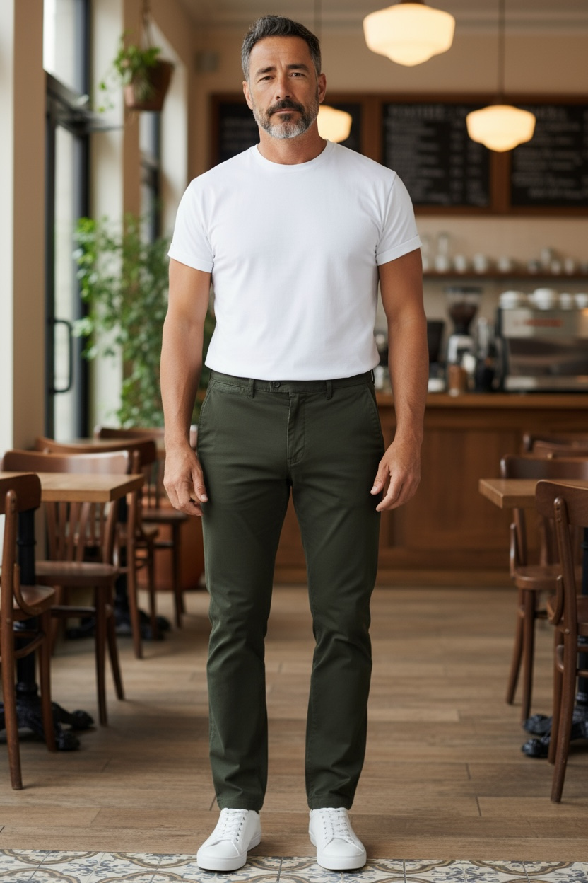 BUGATTI MOSS GREEN TAPPERED FIT CHINO