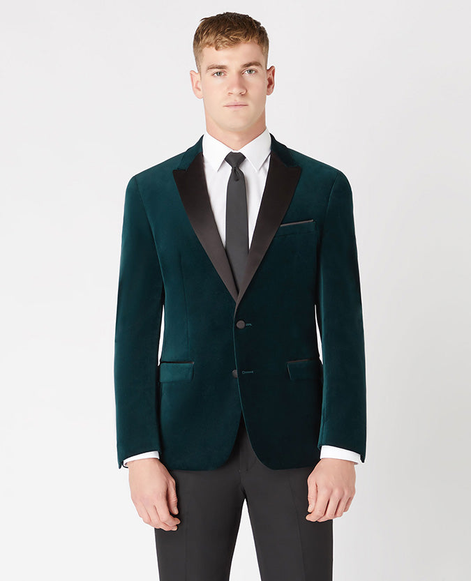 REMUS RUSSO GREEN TUX VELVET  JACKET