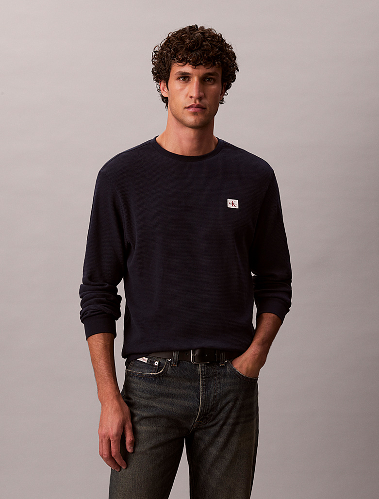 CALVIN KLEIN LS WAFFLE BADGE SWEAT