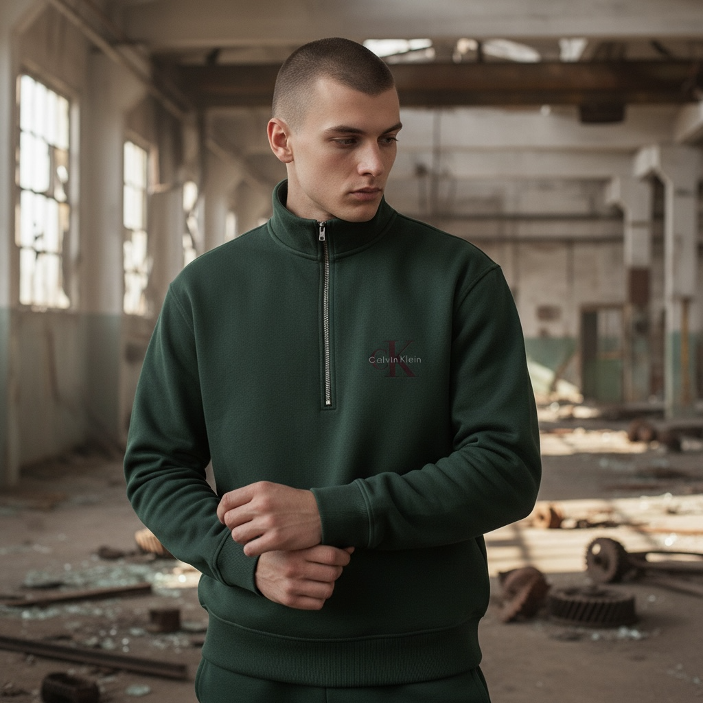 CALVIN KLEIN 350 TERRY MONOGRAM ZIP SWEAT