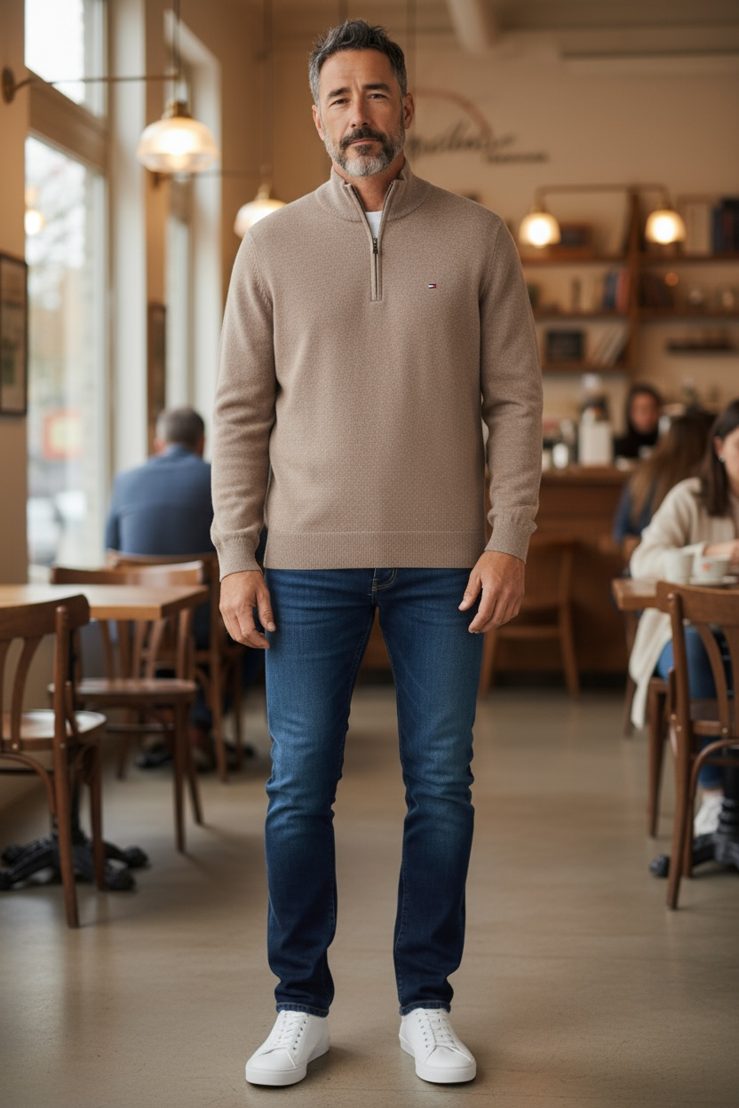 TOMMY HILFIGER PIMA ORG COTTON CASHEMERE ZIP SWEATER