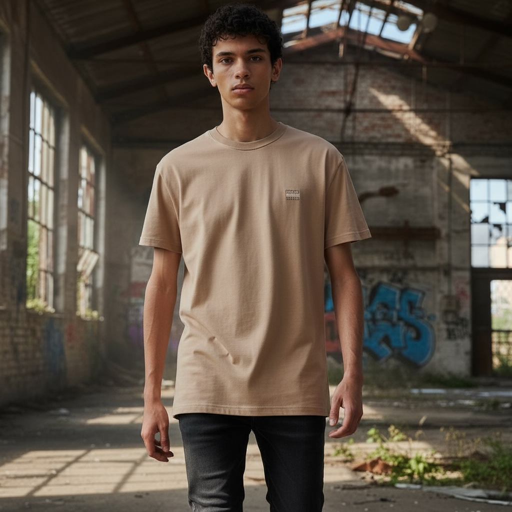 TOMMY JEANS REG BADGE TAN TEE