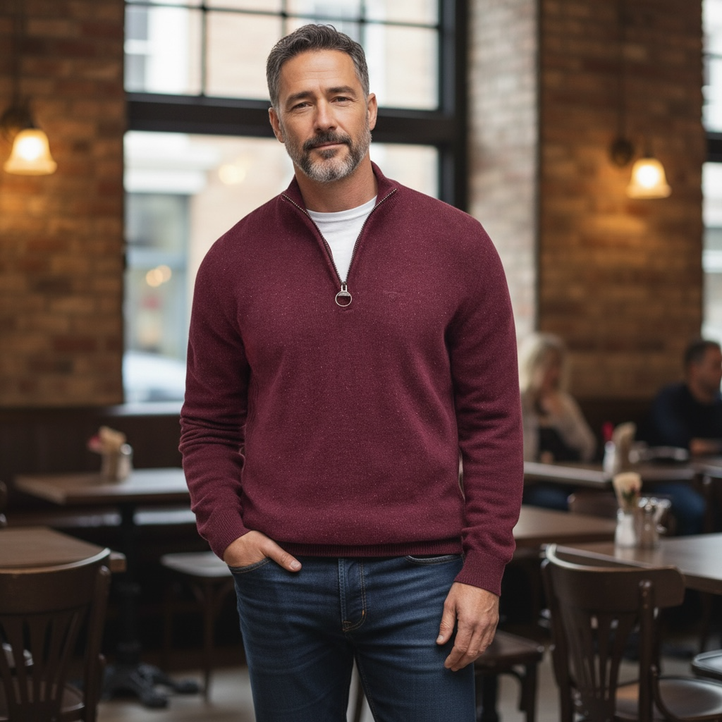 BARBOUR ESS TISBURY 1/2 ZIP KNIT SWEATER