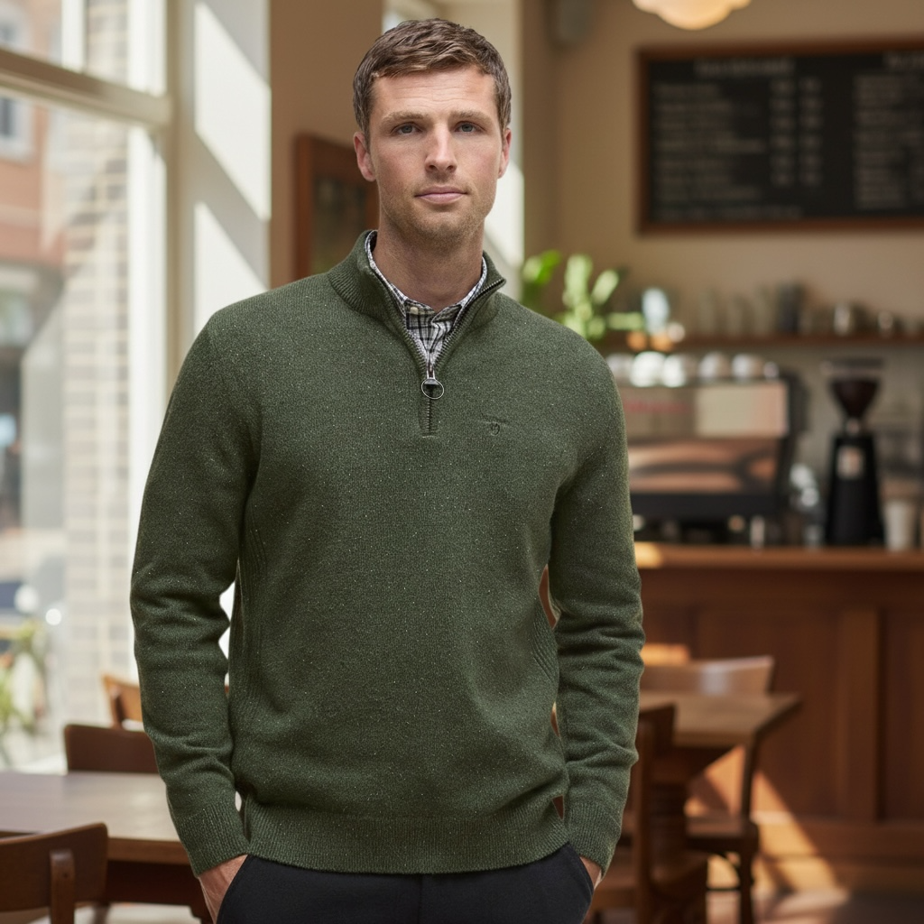 BARBOUR ESS TISBURY 1/2 ZIP KNIT SWEATER