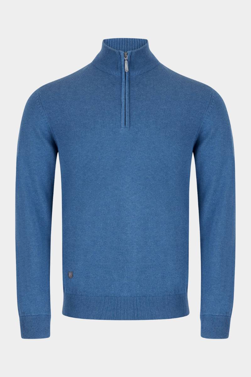 6TH SENSE ANDREW ZIP BLUE SWEATER