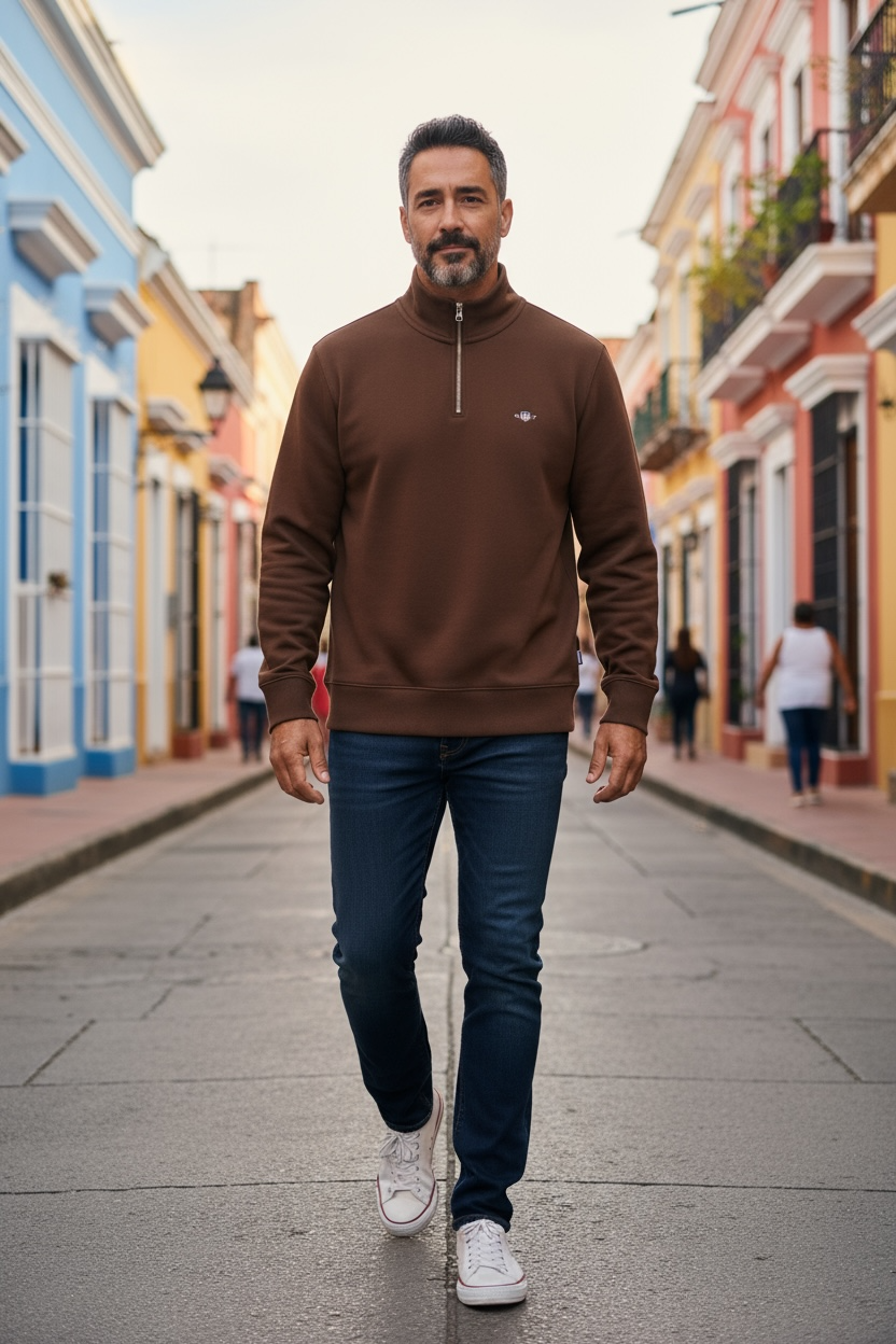GANT  1/2 ZIP WALNUT SHIELD SWEAT