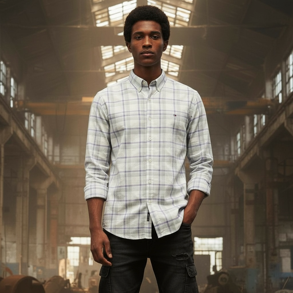 TOMMY JEANS REG CHECK CORD SHIRT
