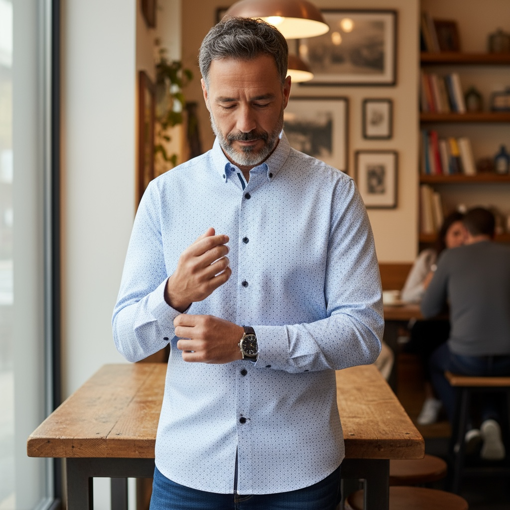 BUGATTI BLUE PRINT SHIRT